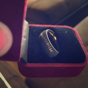 Tungsten carbide baseball stitches men’s ring